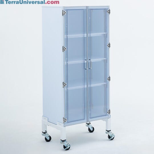 Cleanroom storage cabinet designed with polypropylene for chemical resistance in applications requiring corrosive material storage  |  4102-18A displayed