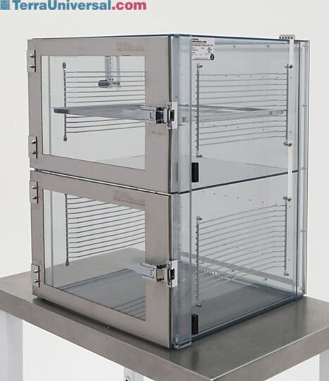 Terra’s two chamber SDPVC IsoDry Desiccator cabinet provides key performance improvements for your most critical humidity requirements | 3950-10D displayed