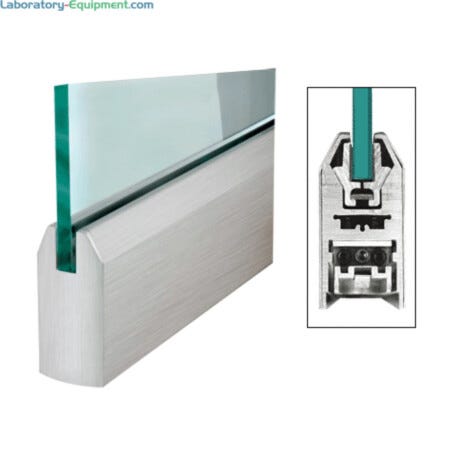 Stainless steel door rail system quickly installs without adhesives, holds steadfast; choose automatic-hands-free or concealed overhead/floor-mount closers | 6712-80 displayed
