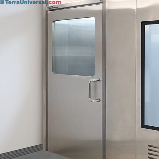 Left Hand Reverse Stainless Steel Manual Cleanroom Door  |  6602-80A-L  |  6602-81A-L displayed