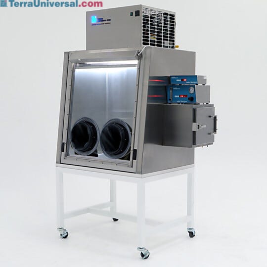 Temperature controlled glove box for testing electronics under different atmospheres; configured with automatic nitrogen gas humidity control system | 1696-05A displayed