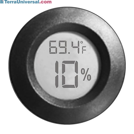 Displays internal temperature and relative humidity (one included on each cabinet)