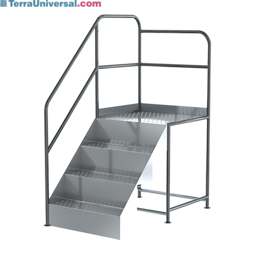 BioSafe® 4-step access work platform with left-side handrail and round tubes | 2807-87-L displayed