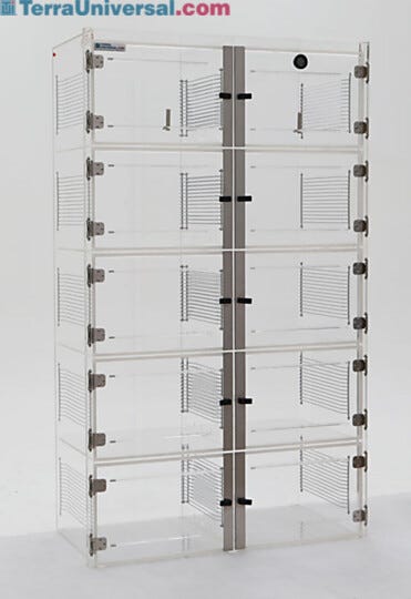 ValuLine® acrylic desiccator cabinet, 10 chambers with adjustable shelving | 3949-37C displayed
