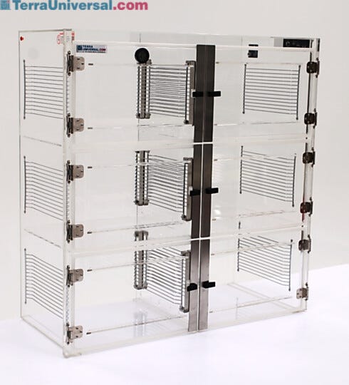 ValuLine® acrylic desiccator cabinet, 6 chambers with adjustable shelving | 3949-35C displayed