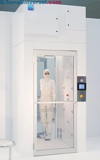 Cleanroom Powder Coated Steel Air Shower with model | 6010-00A displayed