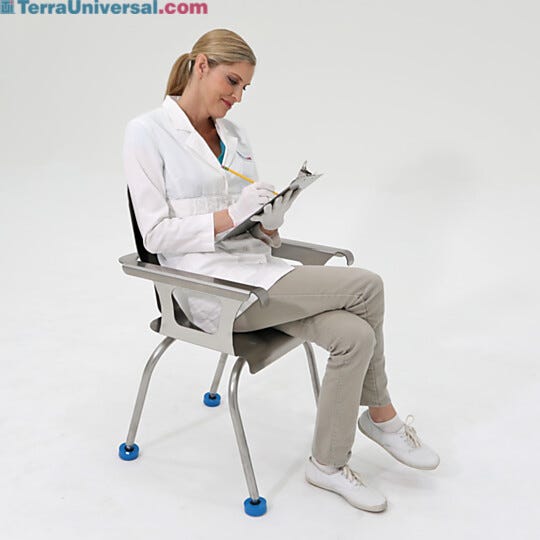 304 stainless steel cleanroom chair with arm rests and non-skid polyurethane leveling feel  |  2806-90 displayed