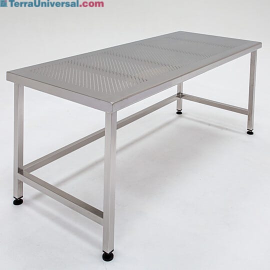 Cleanroom-compliant, ISO 4, table with perforated top to optimize airflow and minimize dust accumulation | 9604-57 displayed