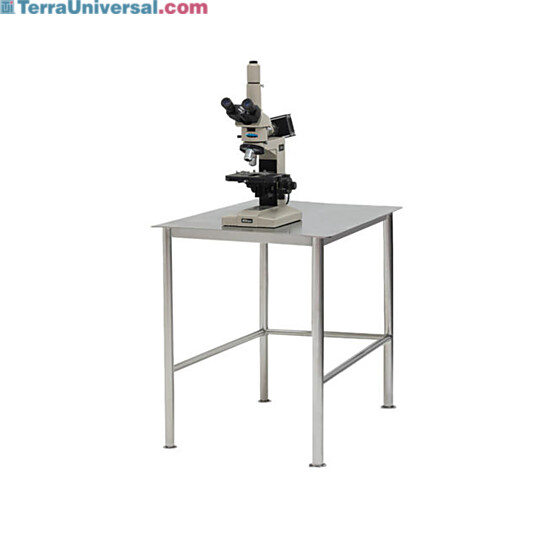 BioSafe® stainless steel workstation with round tube legs and 5mm solid top worksurface  |  9605-58 displayed