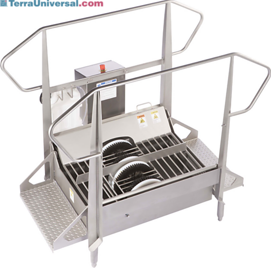 Stainless steel BSX800-DAF Compact Walk Through Dual Wet Boot Scrubber for medium traffic applications include 2 ½" side disc brushes  |  5608-28 displayed
