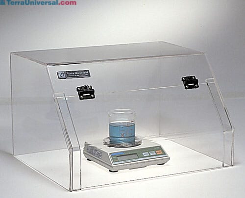 Acrylic Mini-Hood creates a "dead-air box" to shield delicate processes like powder weighing from air drafts, bumps or spills | 4950-89 displayed