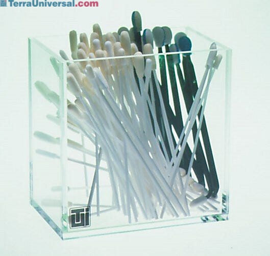 Acrylic Benchtop Swab Holder shown with props  |  4950-87 displayed