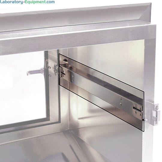 This mechanical interlock automatically locks the opposing door without the need to activate a latch or switch