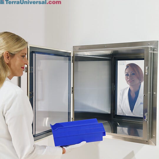 Smooth, ultra-clean surfaces inside the CleanSeam™ Pass-Through eliminate germ traps, simplify cleaning and disinfection | 2636-06D-2 displayed