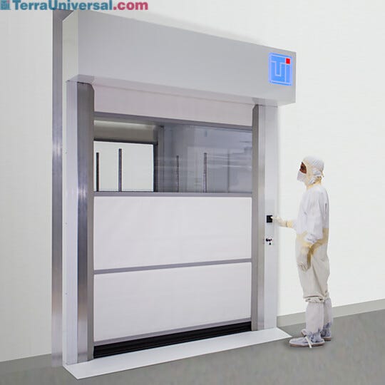 High-speed roll-up door pass-through chambers feature interlocked doors that open in under four seconds  |  6771-00 displayed