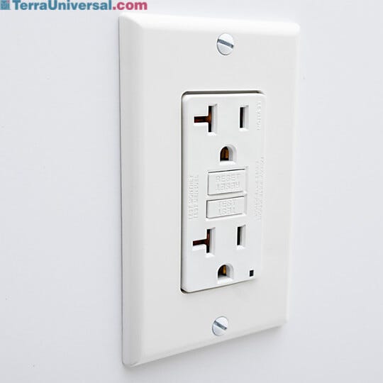 Duplex outlet with installed quick-connect plug for streamlining installation  |  6704-33A displayed