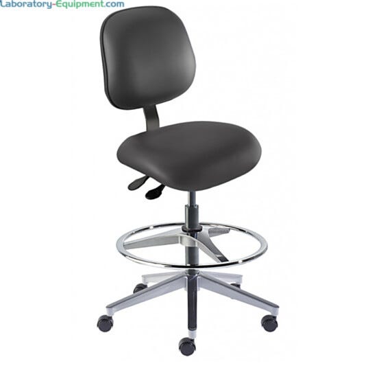 Elite ISO 7 Cleanroom adjustable, upholstered black chair with aluminum base by Biofit; high bench model #EEA-H-RC-T-AFP-XA-ISO7-06-P28540 | 2809-27 displayed