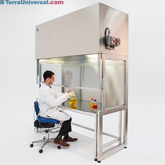 Explosion-Proof fan ventilates fumes through carbon filters for safe indoor release (not for hazardous fumes; order work surface and light separately)  |  2400-14 displayed