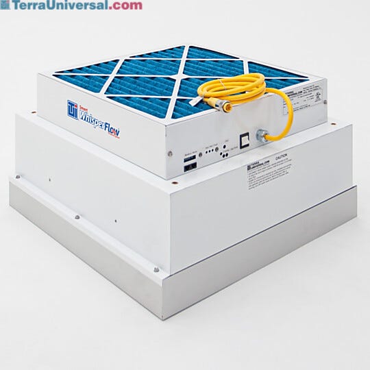 Smart Fan Filter Unit with EC motor meets low-energy requirements (2' x 2' model shown)  |  6601-22-H-EC displayed