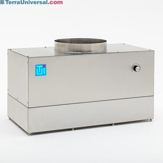 Stainless steel filter module (seen on bottom) attaches to blower module and houses the necessary filters | 1684-91A displayed