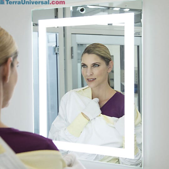 ISO-Rated mirror provides a visual self-check to enhance compliance with gowning protocol  |  5252-74 displayed