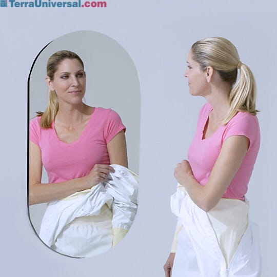 Frameless wall-mounted oval cleanroom mirror  |  5254-00 displayed