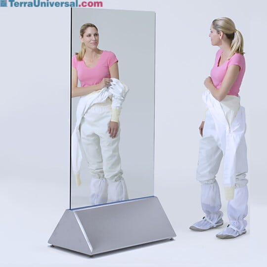 Dual-Sided Mirror allows visual inspection from both sides – ideal for gowning rooms with limited wall space