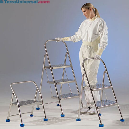 ISO-rated folding step ladders comply with OSHA's Part 1926-1053 safety standards for Type I ladders (250 lb. duty rating)