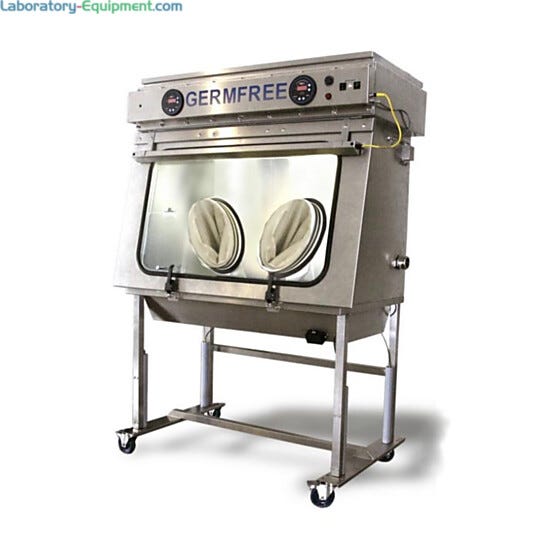 Germfree’s VersaFlow™ Compounding Aseptic Isolator provides an ISO 5 environment for compounding sterile pharmaceuticals (2-port model shown)  |  5607-19 displayed