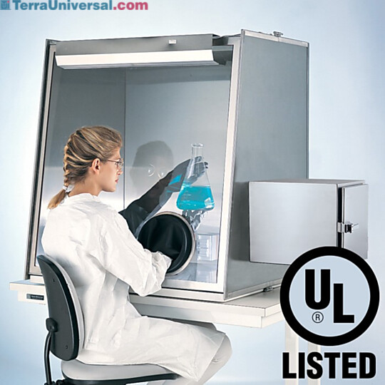 Series 600 Stainless Steel Glove Box provides a low-humidity, low-particle processing environment (shown with optional air lock, gloves) | 9670-00B displayed
