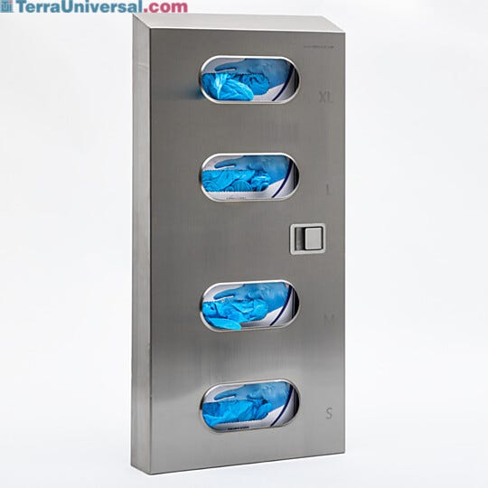 Four Compartment Hinged Front Cover Stainless Steel Glovebox  |  4953-95 displayed
