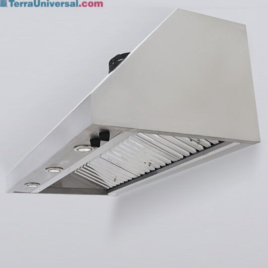 Wall-mount canopy fume hood provides 1200 CFM exhaust fume ventilation with four blower speeds  |  5015-10 displayed