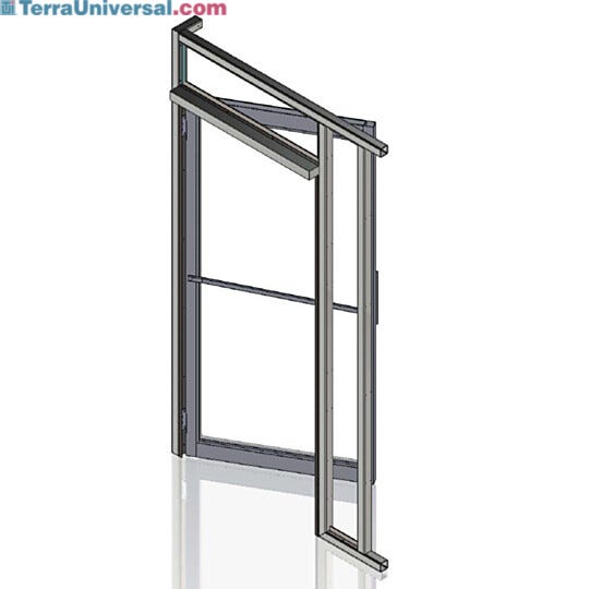 Inward swinging left-handed door assembly; default door configuration for ValuLine® hardwall cleanrooms.  |  6710-14A-L-PC-VL displayed