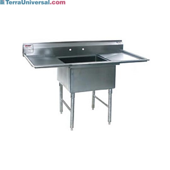 Single-Compartment Free-Standing Laboratory Sinks feature a large basin, dual drainboards and a 10" backsplash (faucets sold separately)  |  1373-23 displayed