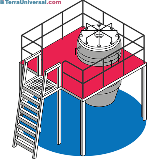 90° Stainless Steel Access Ladder for Process Equipment and Storage Vessels