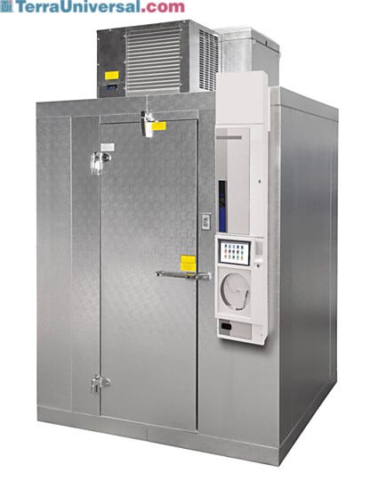 Modular mini cold room featuring ceiling-mounted SciPak™ refrigeration and LogiTemp® Plus digital control system  |  6604-71-0606 displayed