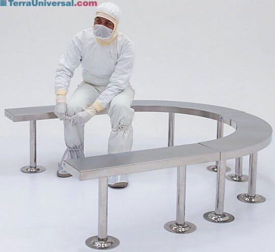 Solid Top Floor Mounted Modular Benches with Model  |  9599-00-2 displayed