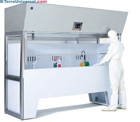Standard Wet Bench, shown with optional Vertical Laminar Flow Hood | 2000-16 displayed