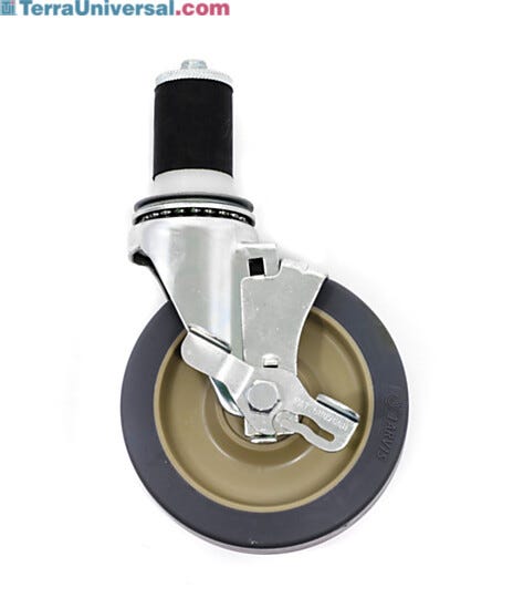 Olympic expandable stem casters with high modulus rubber wheels, brake control and 300 lb capacity | 1303-57 displayed