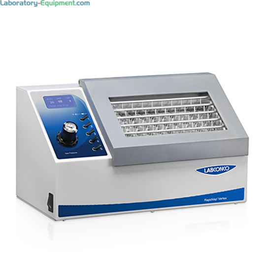 Portable RapidVap Vertex Dry Evaporators by Labconco speed evaporation of up to 50 samples at the same time and stores up to 10 programs;115V and 230V models | 6922-PP-02 displayed