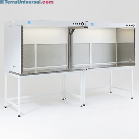 SIde panels can be removed to connect multiple hoods for larger work area