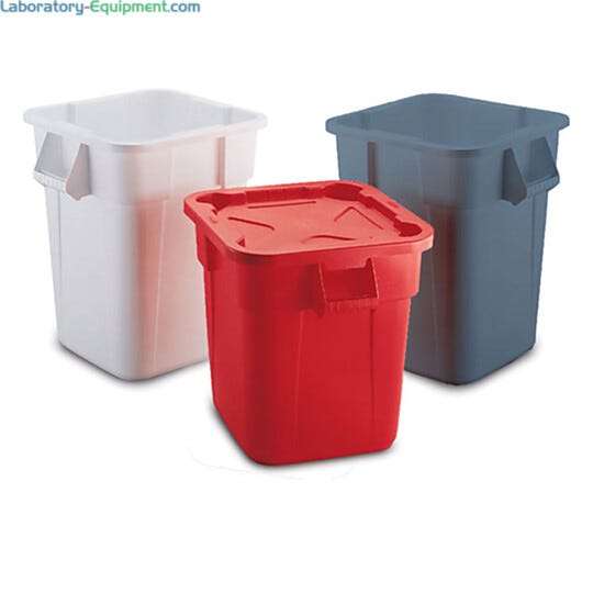 Rubbermaid's low-density polyethylene BRUTE Square Container shape provides 14% more capacity versus round containers