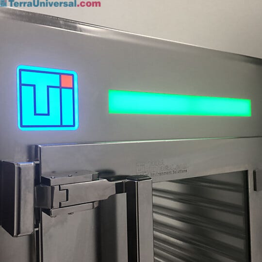Interlock status lights show green for disengaged (door available for use); red for engaged (door locked while opposite side is open)