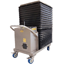 Stainless Steel Portable Lift Cart's portable cart design and cleanroom-appropriate wheels allows operators to naviagate | 1735-16 displayed