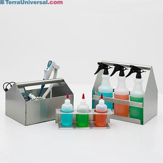 Terra's 304 stainless steel cleanroom supply holders offer versatile compartment sizes for your cleanroom needs  |  4005-PP-05 displayed