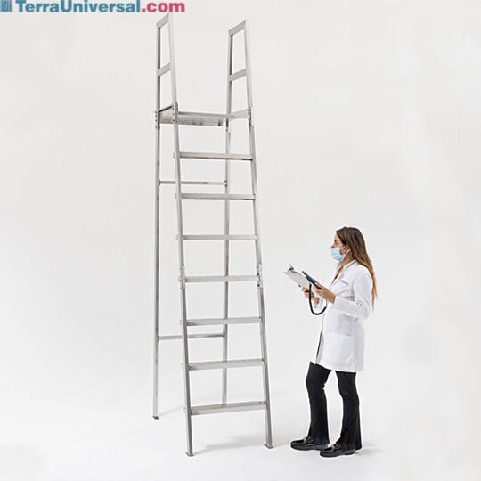 Stainless Steel 90° Ladder Platform with safety rails
