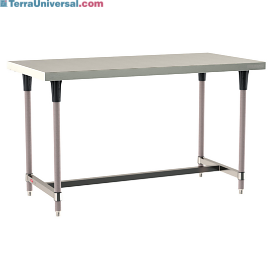 Standard 304 Stainless Steel TableWorx Work Tables with Microban antimicrobial Metroseal Legs and I-Frame by Metro; with mobile options | 1543-PP-01 displayed
