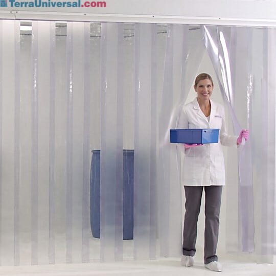 Anti-static PVC strip shields are suitable for all classes of cleanrooms and all levels of process isolation  |  1320S-08 displayed
