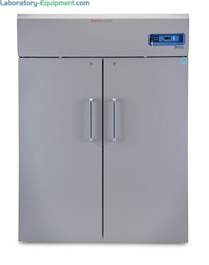 Double-solid door 1447L TSX High-Performance Refrigerator by Thermo Fisher Scientific with 8 shelves and 4 casters; GMP Clean Room Class A/ISO 6 compatible | 1621-15 displayed