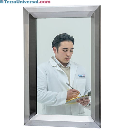 Center-mount window features stainless steel with welded corners to resist corrosion and reduce contamination risk | 6611-15-2436 displayed